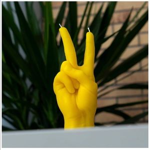 CANDLEHAND Victory Peace Yellow Finger Candle NIB